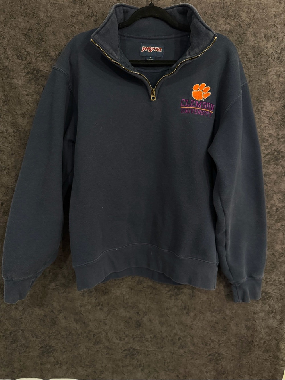 Jansport Navy Half-Zip Sweatshirt with Orange Paw